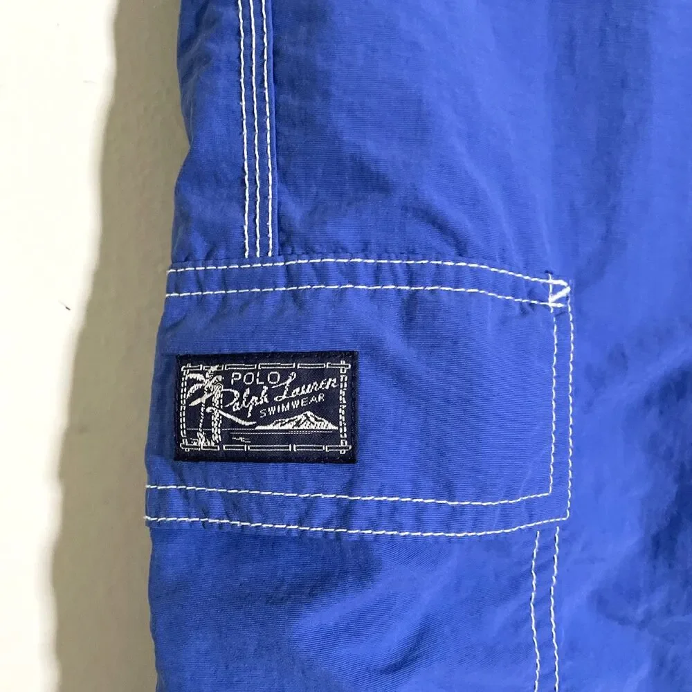 Polo Ralph Lauren Men's Swim Trunks Sz Medium Blue Board Shorts Pony Logo Cargo